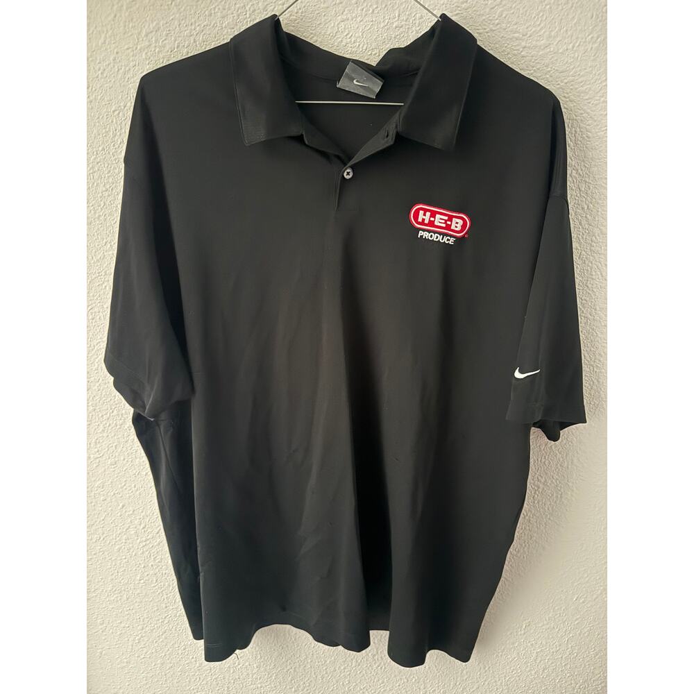 Nike Golf Dri Fit Polo 3XL Black HEB Produce Logo Big & Tall Mens Shirt
